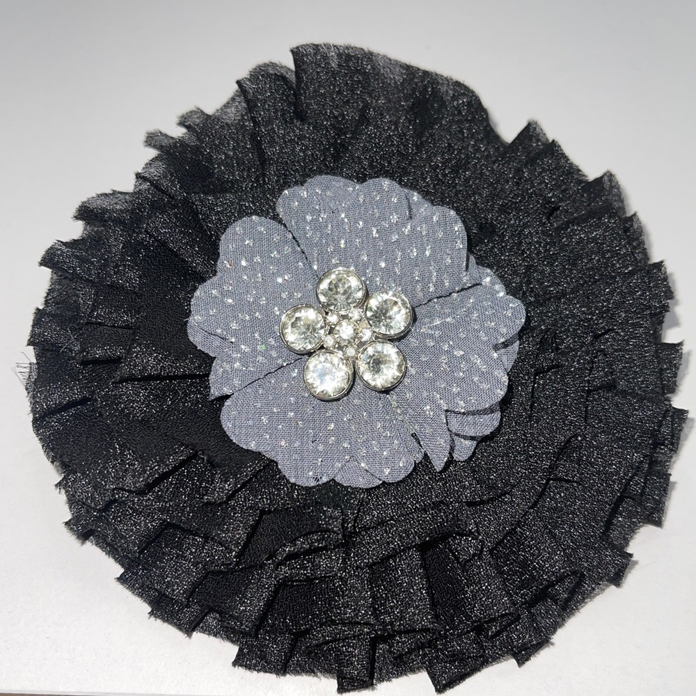 Black & Silver 20’s Style Pin with Rhinestones